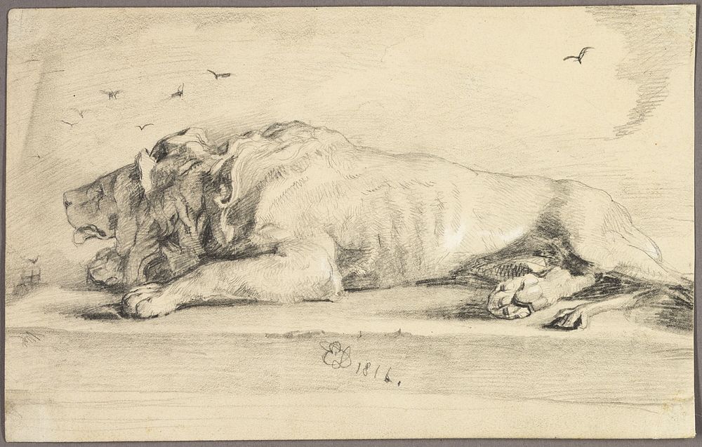 Reclining Lion by Edwin Henry Landseer