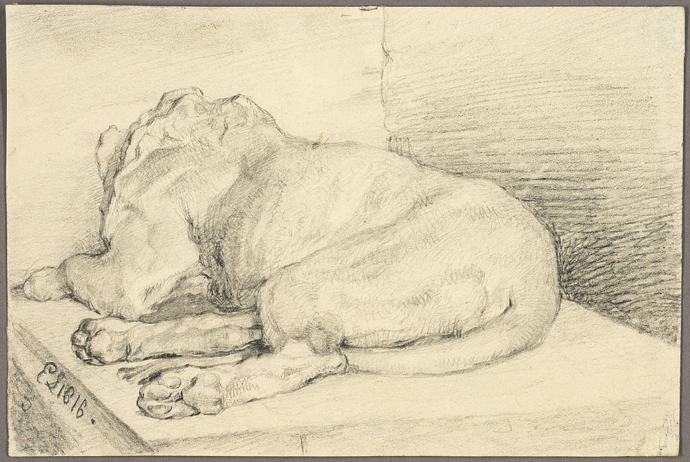 Reclining Lion, From Back by Edwin Henry Landseer