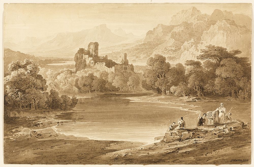 Landscape with a Ruined Castle by John Martin