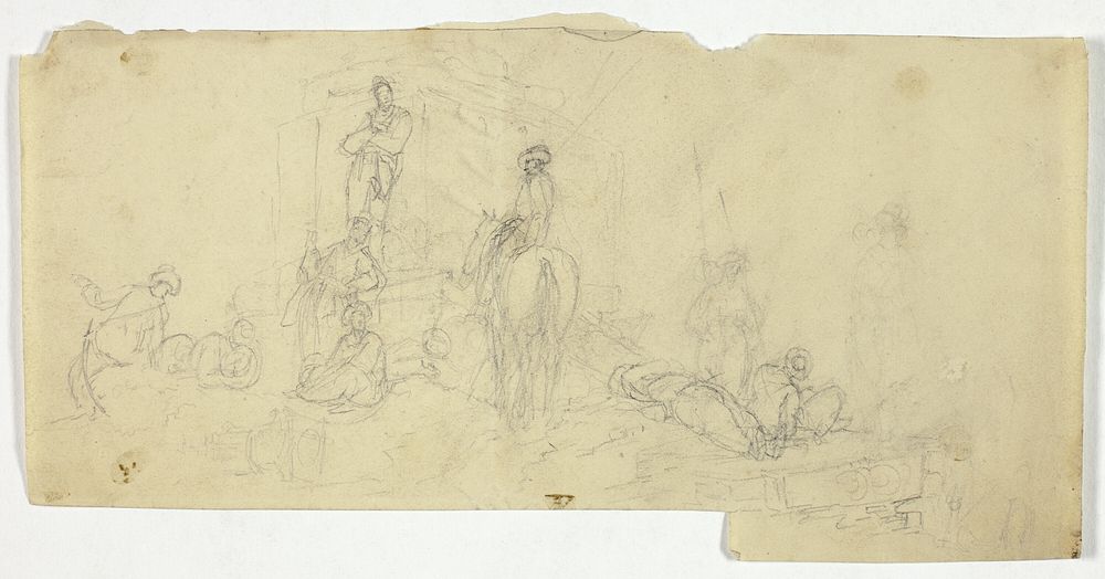Group of Peasants with Man on Horse by William Henry Pyne