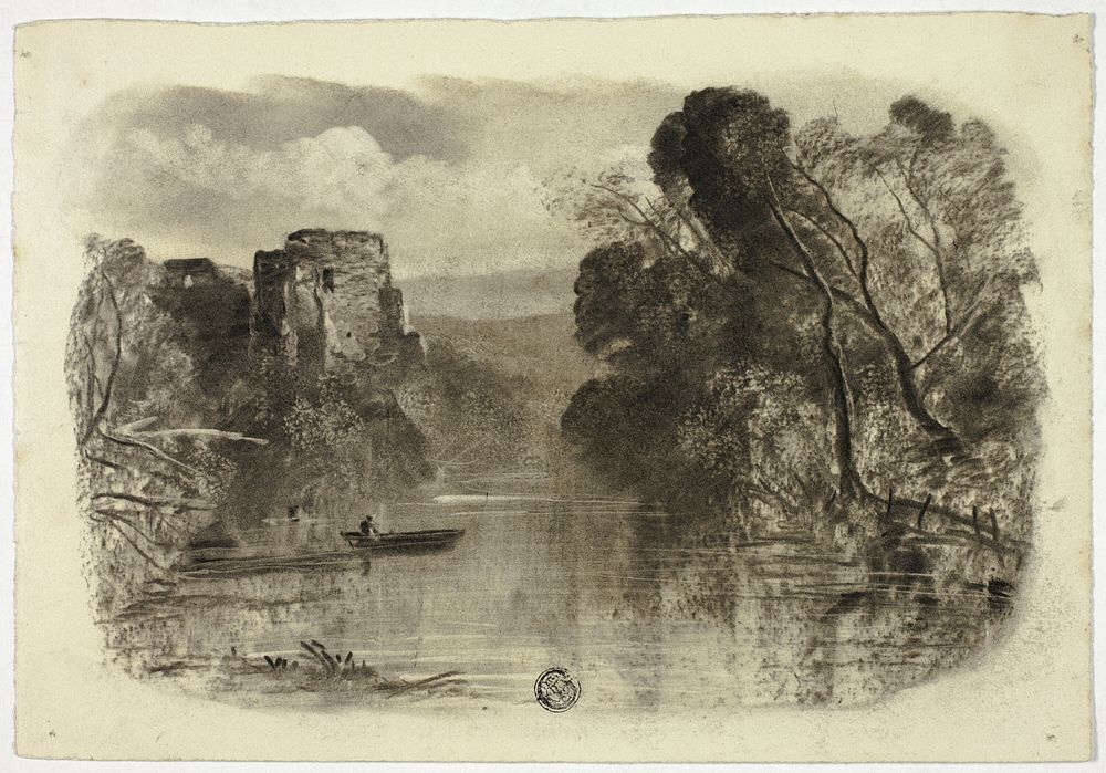 River with Castle Ruin and Boat I by Elizabeth Murray