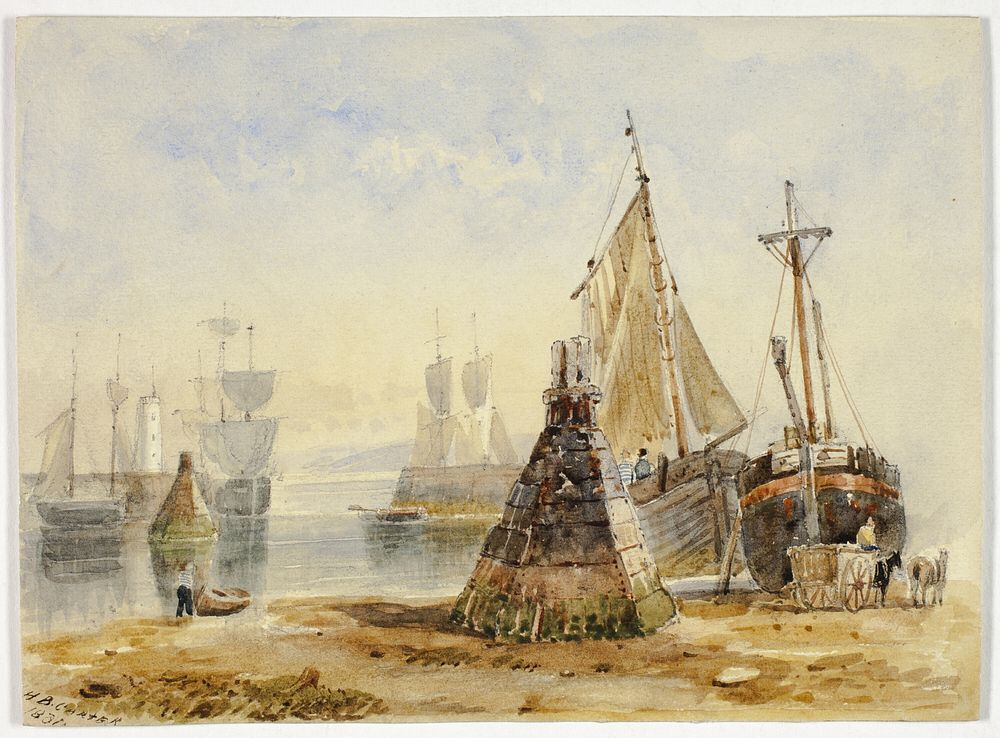 Ships in Harbor by Henry Barlow Carter