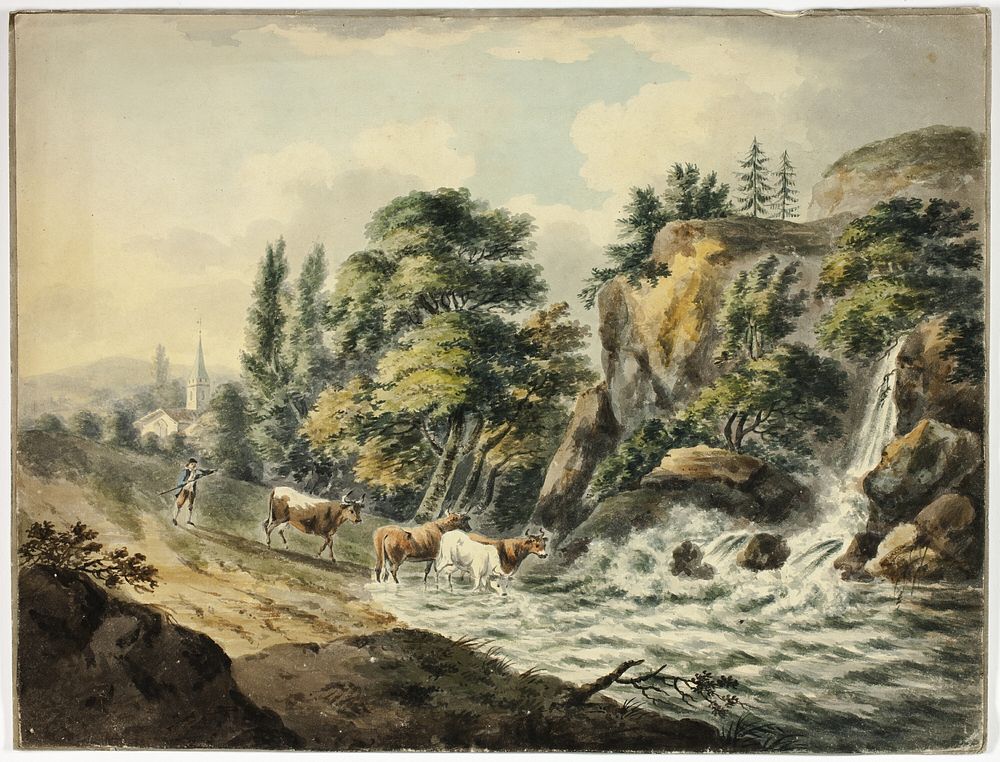 Cow Herd Driven to River by Unknown artist