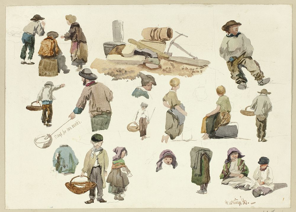 Sketches of Fishermen and Children at Hastings by George Robert Lewis