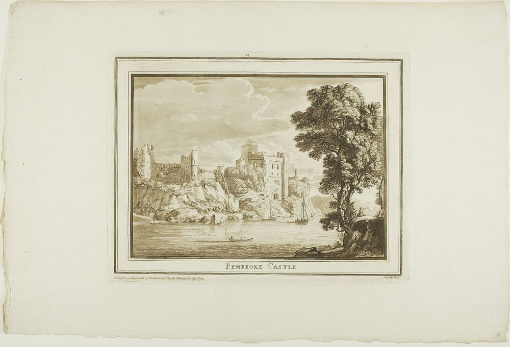 Pembroke Castle, from Twelve Views in Aquatinta from Drawings taken on the Spot in South Wales by Paul Sandby