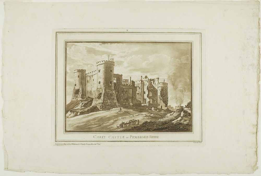 Carey Castle in Pembroke Shire, from Twelve Views in Aquatinta from Drawings taken on the Spot in South Wales by Paul Sandby