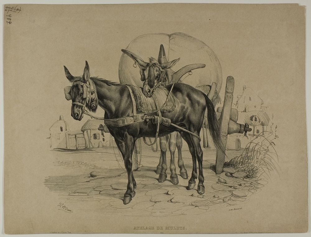 Mules Harnessed by Victor Jean Adam