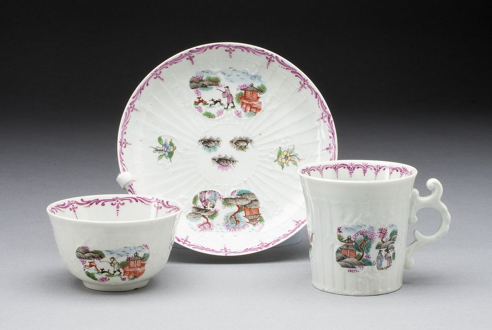 Tea Bowl, Coffee Cup, and Saucer by Worcester Porcelain Factory (Manufacturer)
