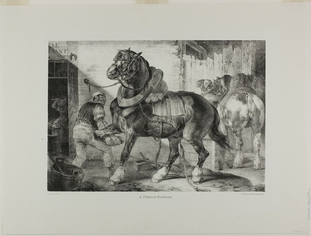 A French Farrier, plate 12 from Various Subjects Drawn from Life on Stone by Jean Louis André Théodore Géricault