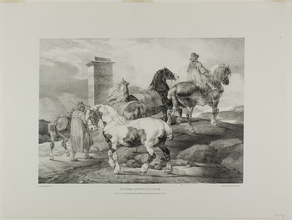 Horses Going to a Fair, plate 3 from Various Subjects Drawn from Life on Stone by Jean Louis André Théodore Géricault
