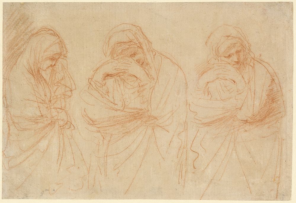Madonna Mourning: Studies for the Entombment of Christ by Guercino