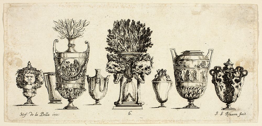 Plate Six from Raccolta di Vasi diversi di Stef. de la Bella Fiorentino by Johanna Sibylla Küsel
