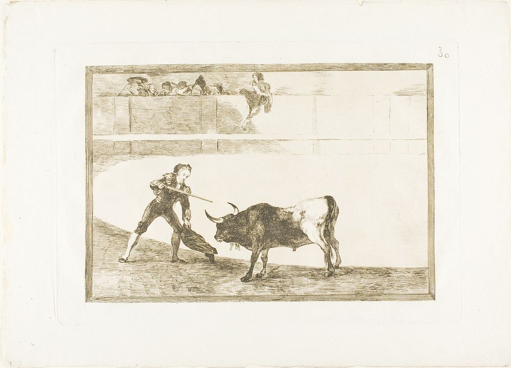 Pedro Romero killing the halted bull, plate 30 from The Art of Bullfighting by Francisco José de Goya y Lucientes