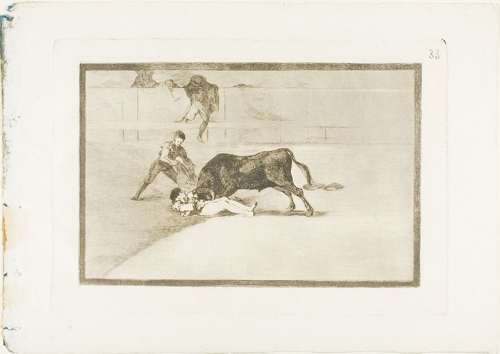 The Unlucky Death of Pepe Illo in the Ring at Madrid, plate 33 from The Art of Bullfighting by Francisco José de Goya y…