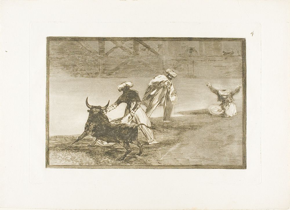 They Play Another with the Cape in an Enclosure, plate four from The Art of Bullfighting by Francisco José de Goya y…