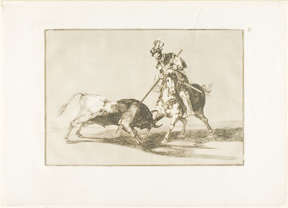 The Cid Campeador spearing another bull, plate eleven from The Art of Bullfighting by Francisco José de Goya y Lucientes
