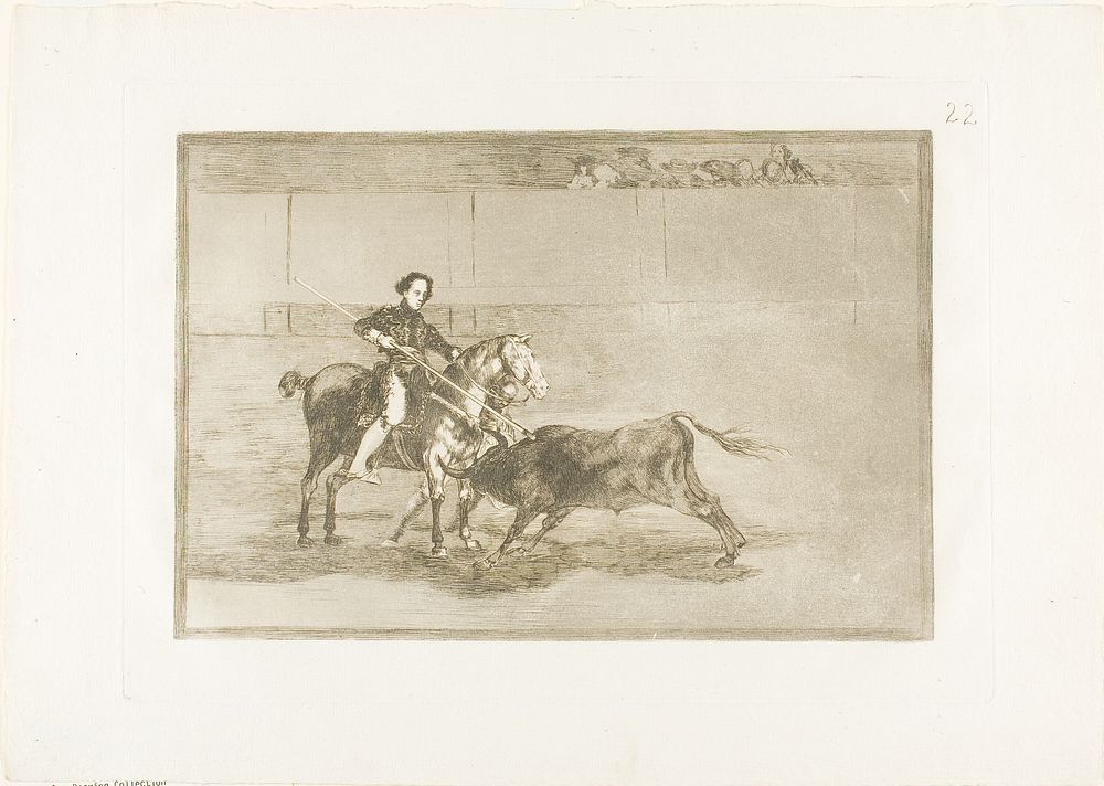 Manly courage of the celebrated Pajuelera in the ring at Saragossa, plate 22 from The Art of Bullfighting by Francisco José…