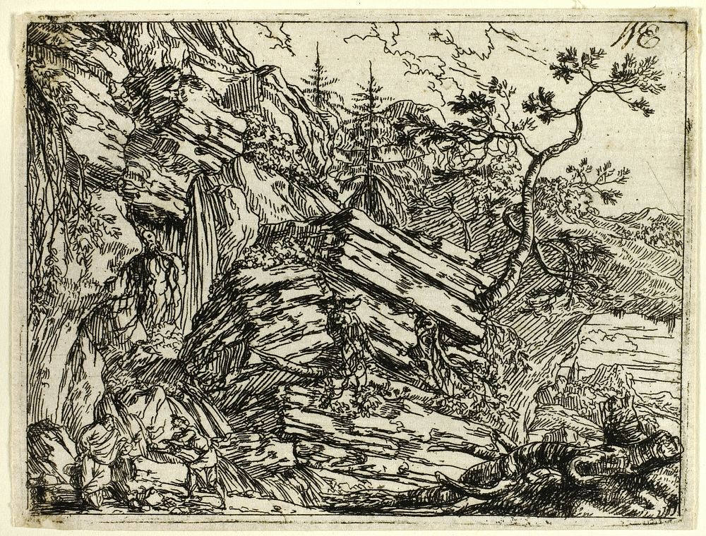 Italian Landscape with Ruins by Jonas Umbach, the elder