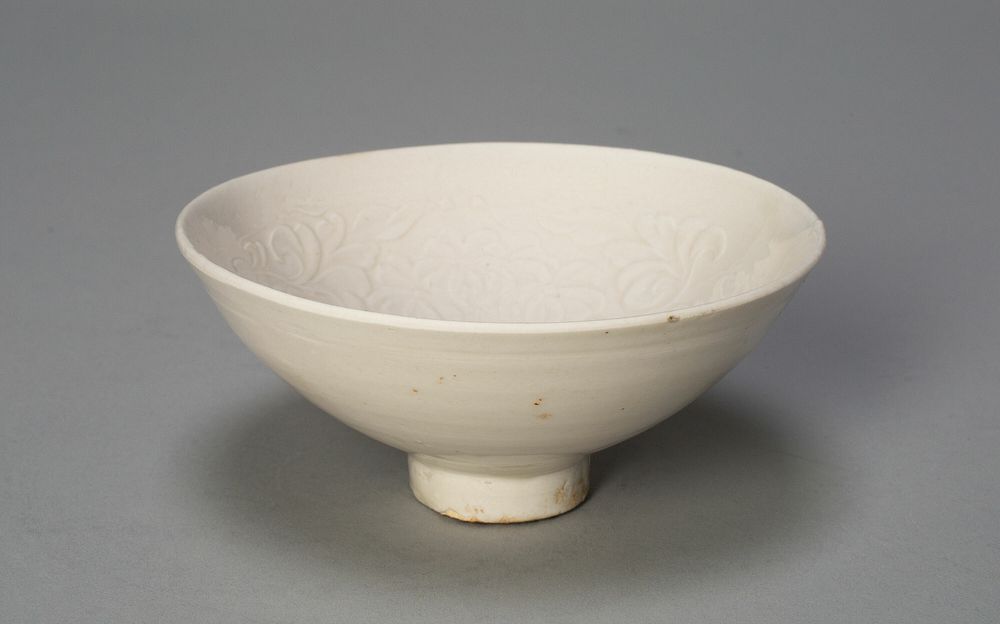 Conical Bowl with Peonies and Leaves