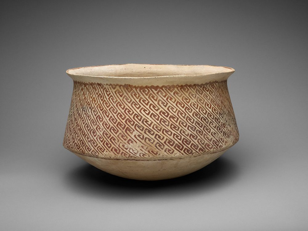 Shoulder Cauldron with Diagonal Basketry Pattern by Hohokam