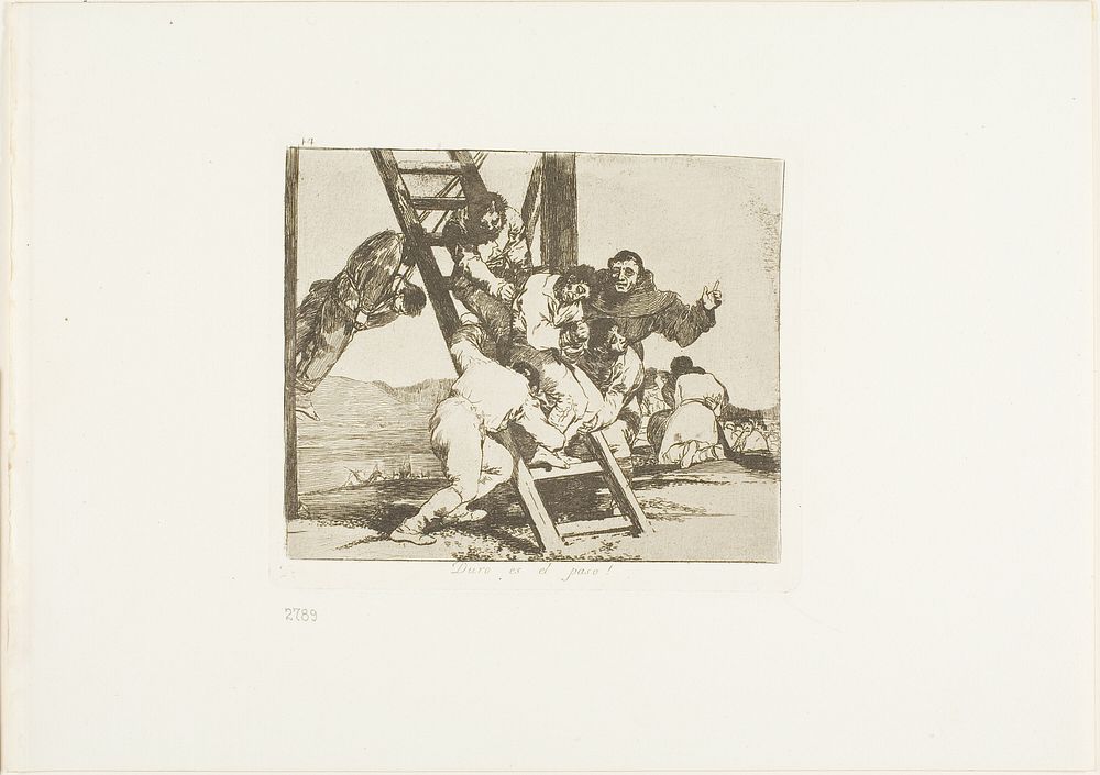 It's a hard step!, plate 14 from The Disasters of War by Francisco José de Goya y Lucientes