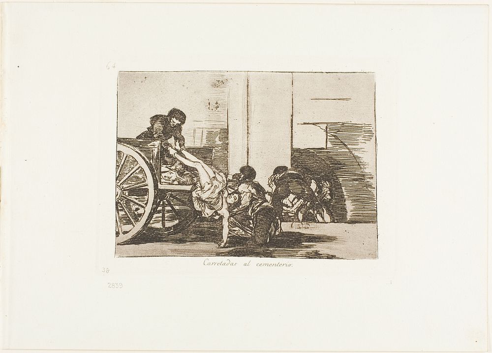 Cartloads to the cemetery, plate 64 from The Disasters of War by Francisco José de Goya y Lucientes