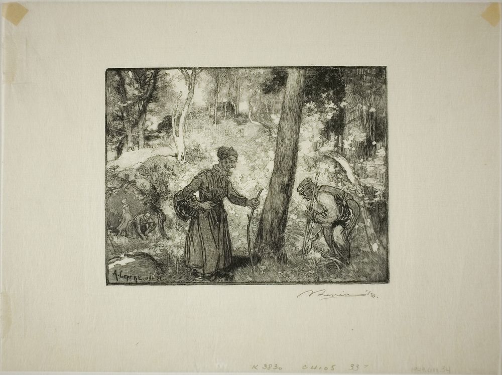 Mushroom Hunters at the Rocher Bernard by Louis Auguste Lepère
