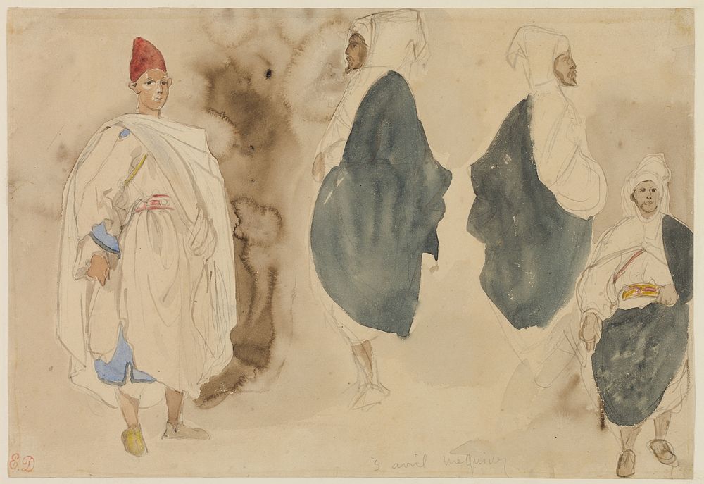 Four Sketches of Arab Men by Eugène Delacroix
