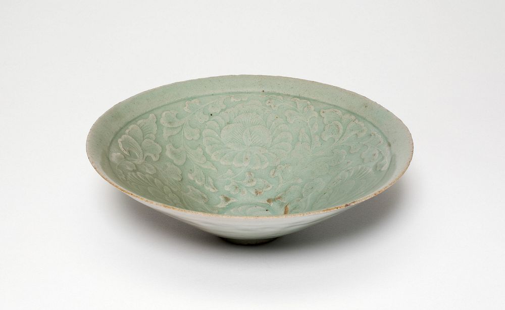 Conical Bowl with Peony Flowers