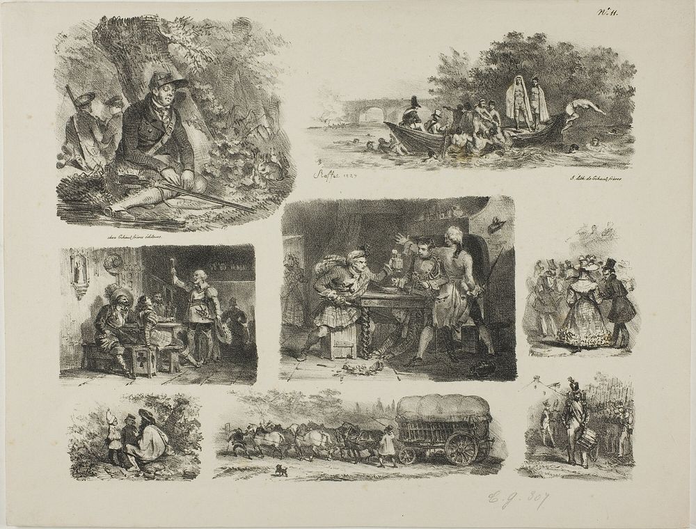 Sheet of Sketches by Denis Auguste Marie Raffet