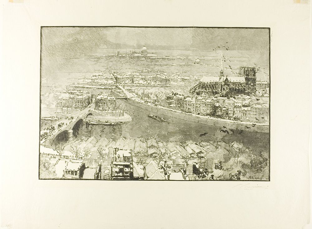 Paris Under Snow, Viewed from the Tower of Saint-Gervais by Louis Auguste Lepère