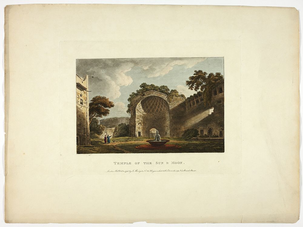 Temple of the Sun & Moon, plate two from Ruins of Rome by M. Dubourg