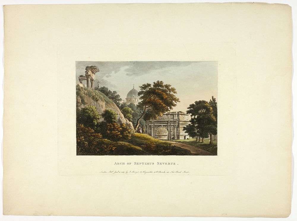 Arch of Septimus Severus, plate four from the Ruins of Rome by M. Dubourg