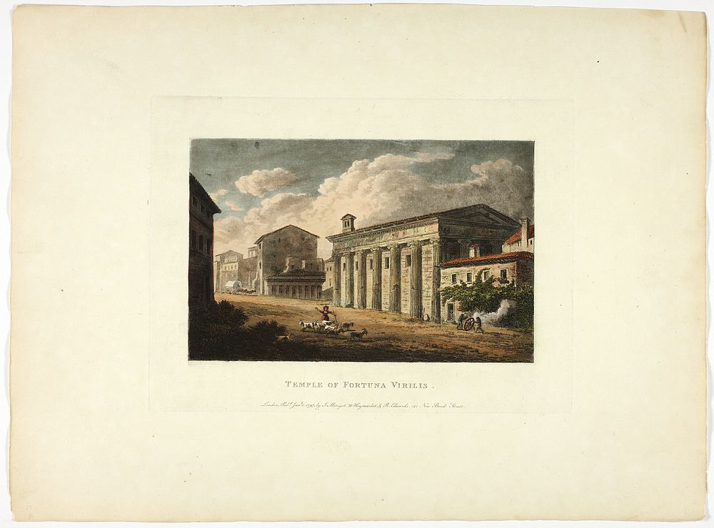 Temple of Fortuna Virilis, plate thirty-four from the Ruins of Rome by M. Dubourg