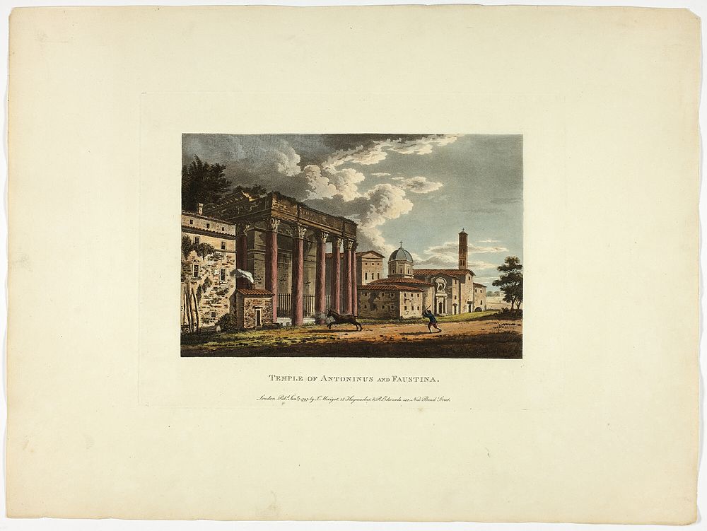 Temple of Antoninus and Faustina, plate thirty-six from the Ruins of Rome by M. Dubourg