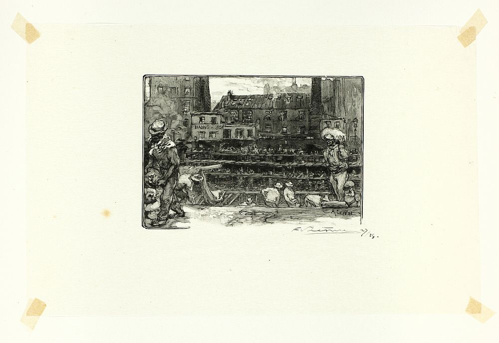 Plaster Unloaders, plate three from Le Long de la Seine et des Boulevards by Louis Auguste Lepère