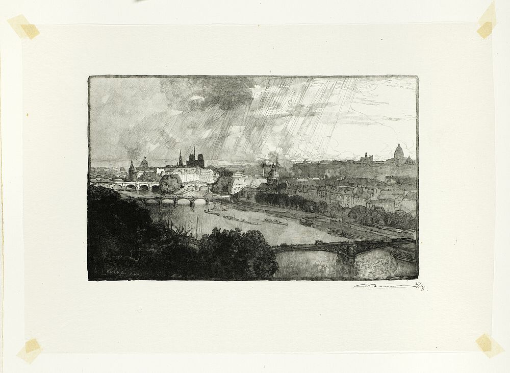 Paris, Viewed from the Pavillon de Flore, plate eleven from Le Long de la Seine et des Boulevards by Louis Auguste Lepère