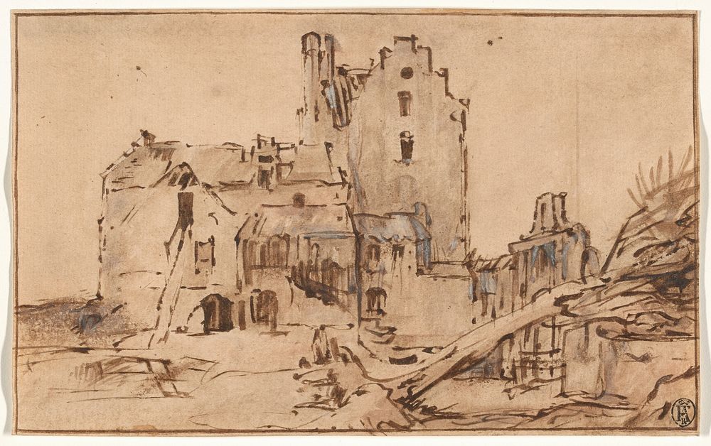 Kostverloren Castle in Decay by Rembrandt van Rijn