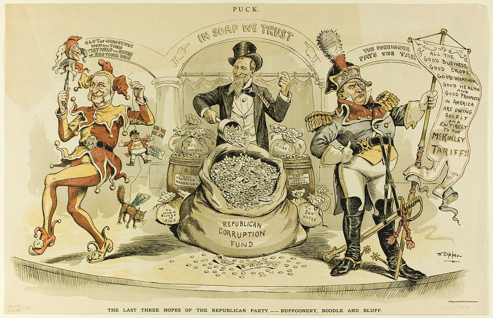 The Last Three Hopes of the Republican Party, from Puck by Frederick Burr Opper