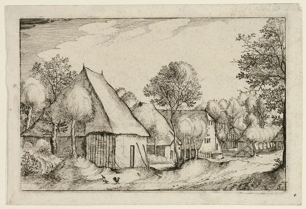 A Farmyard, plate five after Pictures of Farms, Country Houses and Rustic Villages (Praediorum villarum et rusticarum…