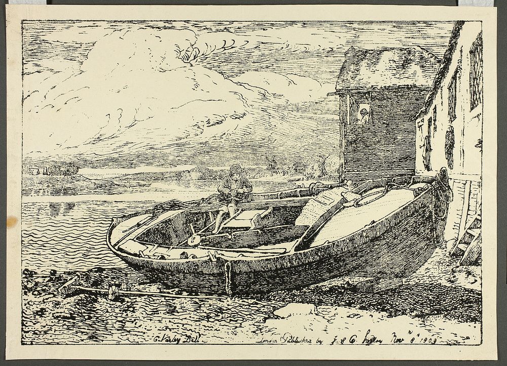 A Boy Sitting on a Banked Vessel by Cornelius Varley