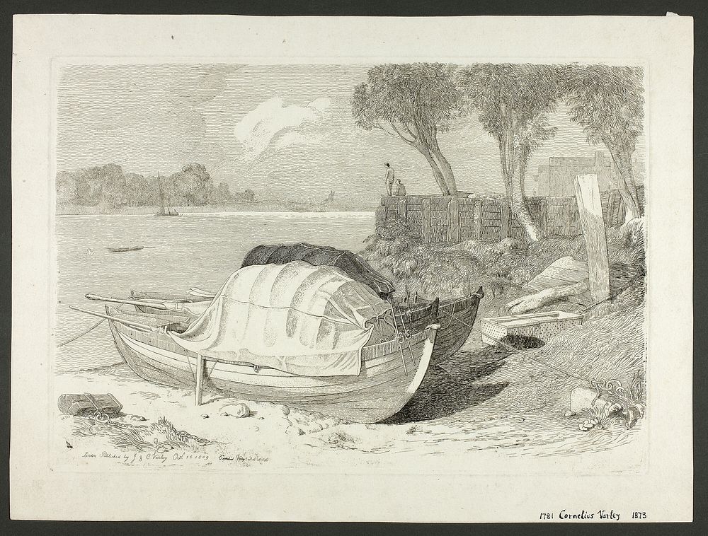 Shored Boats by Cornelius Varley