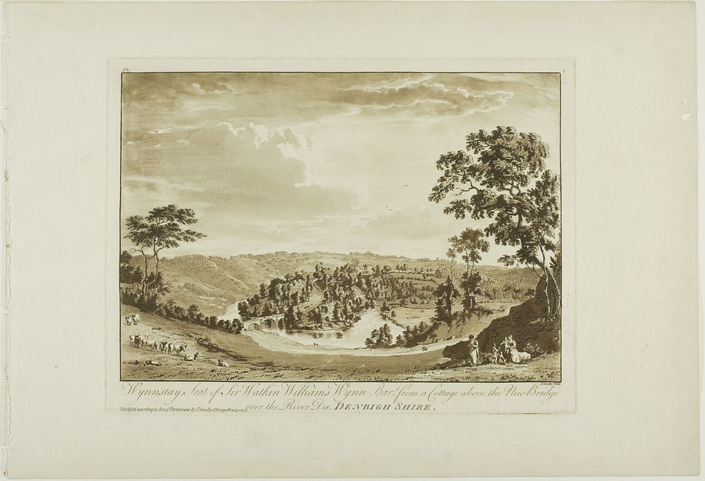 Wynnstay, Seat of Sir Watkin Williams Wynn Bart from a Cottage above the New Bridge over the River Dee, Denbigh Shire by…
