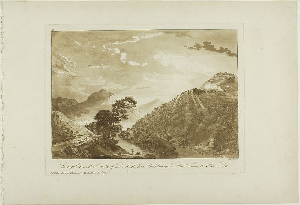 Llangollin in the County of Denbigh, from the Turnpike Road Above the River Dee by Paul Sandby