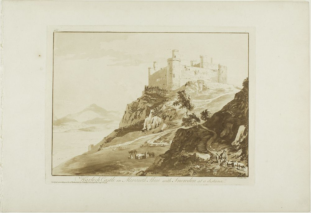 Harlech Castle in Merioneth Shire with Snowdon at a Distance by Paul Sandby