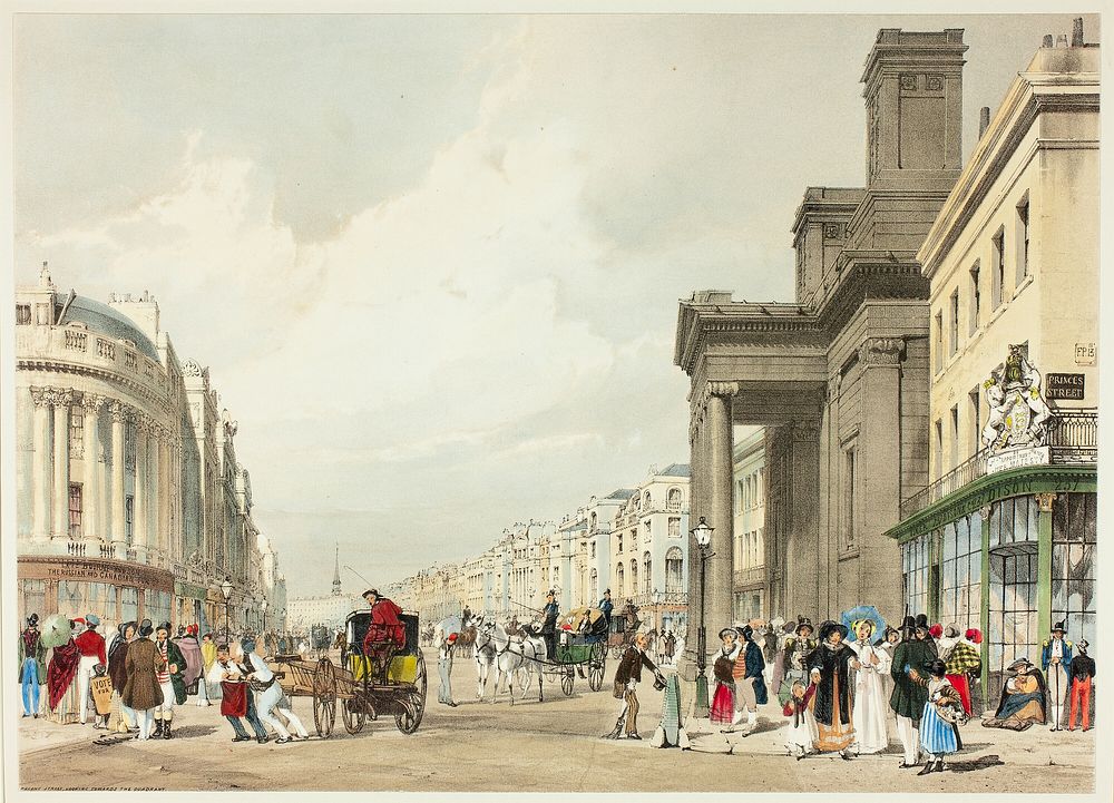 Regent Street Looking Towards the Quadrant, plate eighteen from Original Views of London as It Is by Thomas Shotter Boys