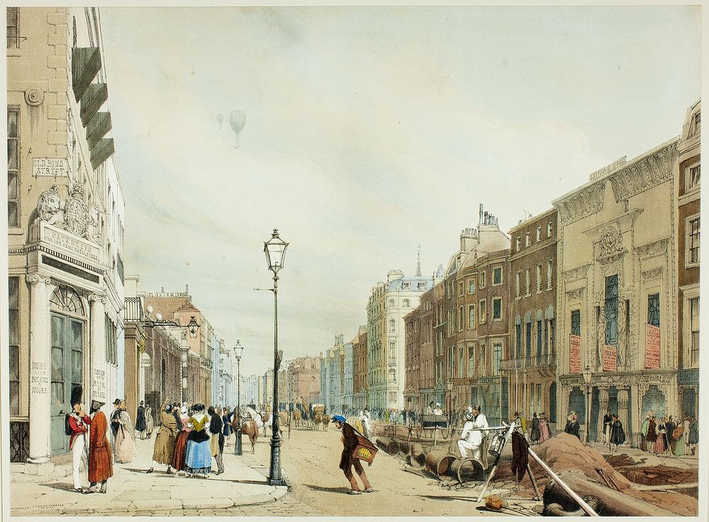 Piccadilly, Looking Towards the City, plate seventeen from Original Views of London as It Is by Thomas Shotter Boys