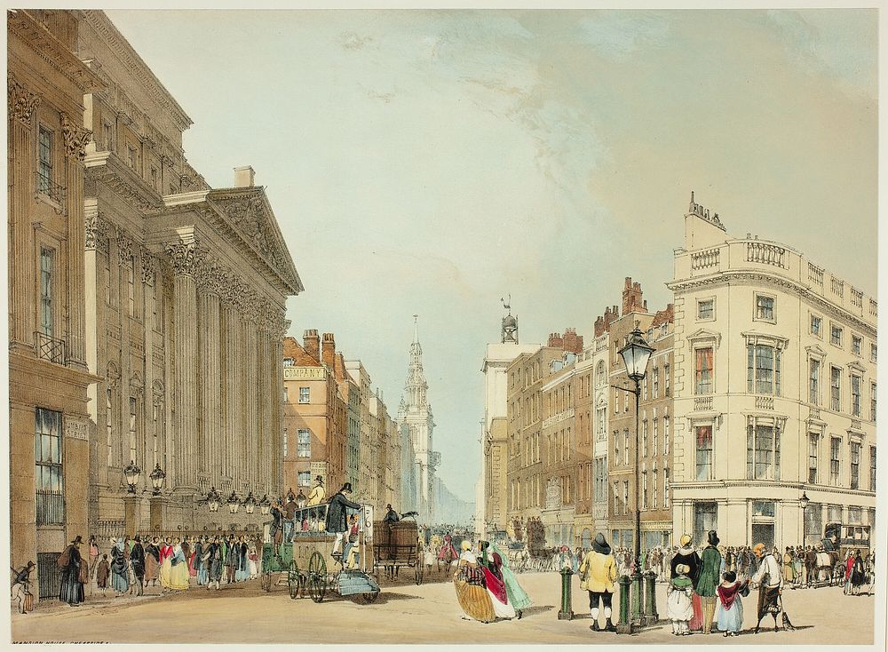 Mansion House, Cheapside, plate one from Original Views of London as It Is by Thomas Shotter Boys