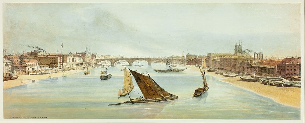 London Bridge, from Southwark Bridge, plate four from Original Views of London as It Is by Thomas Shotter Boys