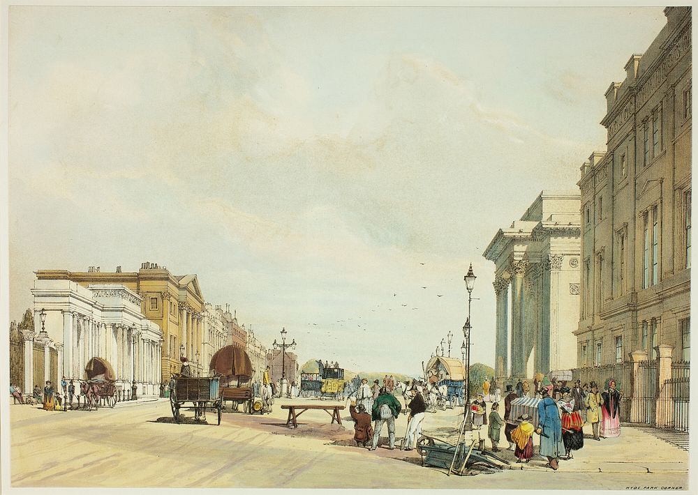 Hyde Park Corner, plate fifteen from Original Views of London as It Is by Thomas Shotter Boys